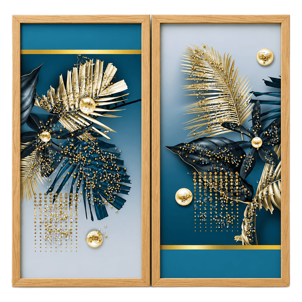 Golden Palm Wall Art, Set of 2